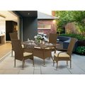 East West Furniture 5 Piece Oslo Outdoor-furniture Brown Wicker Dining Set - Brown OSOS5-02A